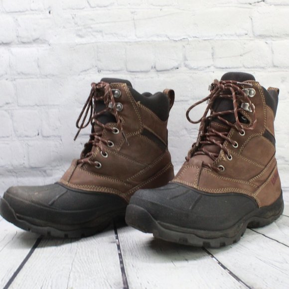 LL Bean Storm Chaser Brown Leather Insulated Winter Boots Size 8.5 M - Picture 2 of 9